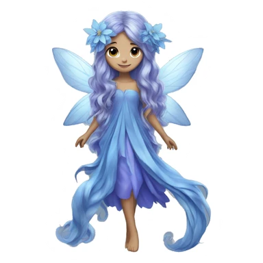 Beautiful, blue flower, fairy, blue, silver, purple, long hair, big wings sticker