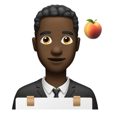 Black man with clip board and peaches in his eyes sticker