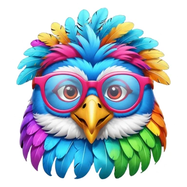cool colorful bird with glassess sticker
