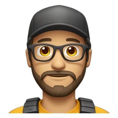 Male gamer with glasses, cap and brown beard sticker
