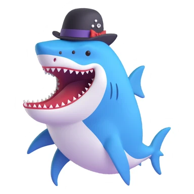 shark wearing a top hat sticker