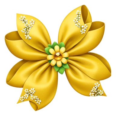 yellow flower bow with glitter sticker