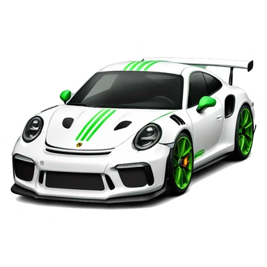 Create a 992.1 GT3 RS in white with green wheels and green details  sticker