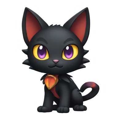 Cool Cute Edgy Black Dark Chibi Cat-Noibat-Noivern-Litten-Fakémon-hybrid sticker