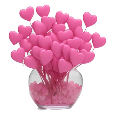 10000000 huge pink hearts on stems in a clear glass vase sticker