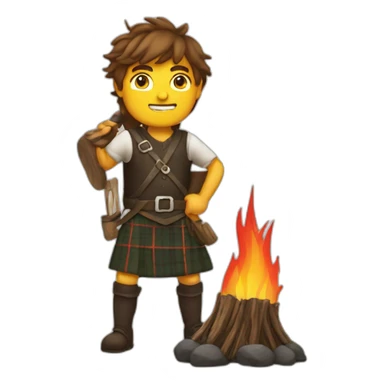 monty starting fires wearing a kilt sticker