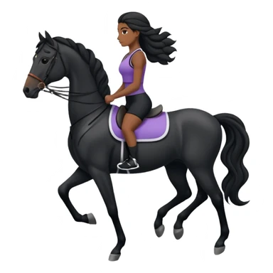 Femme noire avec cheveux longs ondulés en qeue de cheval qui fait du sport en tenue noire sticker
