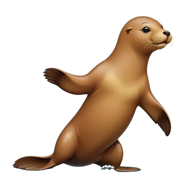 A sea lion twirls and claps its flippers, dancing playfully by the shore with joyful energy sticker