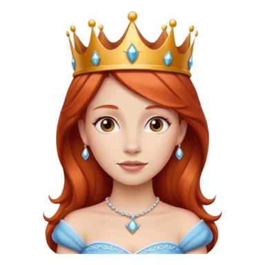 Crea una mujer pelirroja con corona de princesa sticker