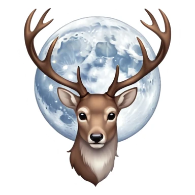 Moon with deer antlers sticker