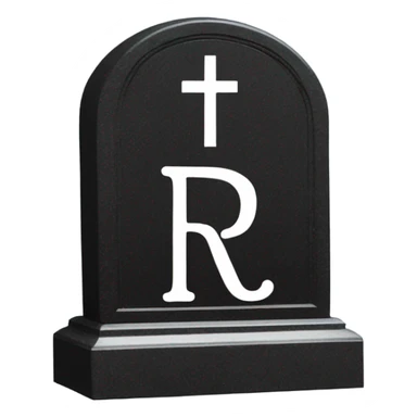 a black grave with the inscription R i P in silver sticker