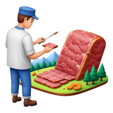 artist painting a SPAM meat landscape  sticker
