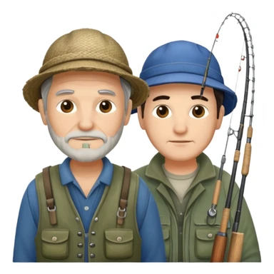 2 pescadores uno mayor y el otro joven, piel clara y pelo oscuro sticker