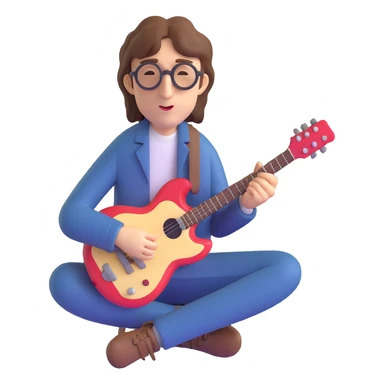 John Lennon eating a guitar sticker