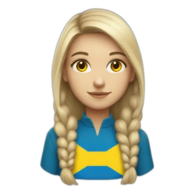 A Ukrainian student wearing the color of the Ukrainian flag sticker