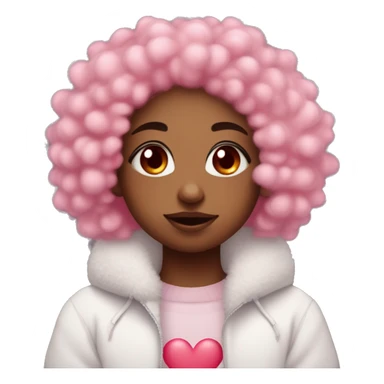 a shy cold cute girl with pink fluffy hair with pink heart eyes and lil red horns and whit ski tone with a ind seance of kindeness sticker