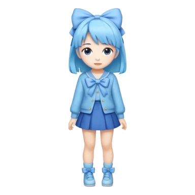Kawaii girl Japanese full body blue pastel sticker