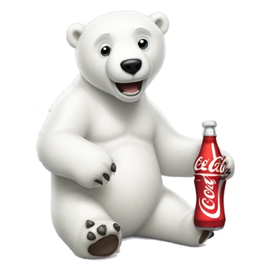 Polar bear holding a coke soda bottle  sticker