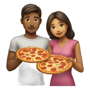 A boy and a girl eating pizza together sticker