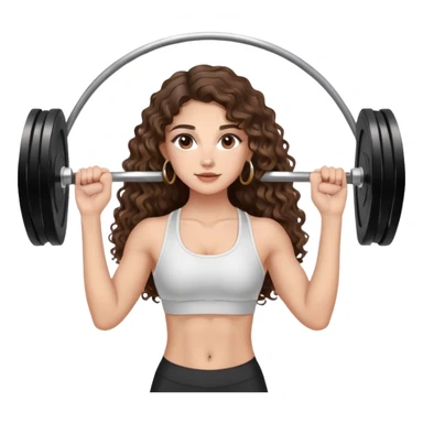 cute girl long brunette balayage curly/wavy not voluminous hair, brown eyes, hoop earrings, natural pretty clean makeup: lifting weights at the gym LONG HAIR sticker