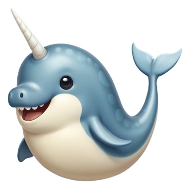 Cinematic Comical Narwhal Portrait Emoji, Head tilted dramatically with an exaggeratedly amused expression, featuring a sleek, elegantly streamlined body with a prominently spiraled ivory tusk and wide, comically expressive eyes full of playful disbelief, Simplified yet hilariously expressive features, highly detailed, glowing with a slightly sassy arctic glow, high shine, dramatic yet playful, stylized with an air of quirky marine mischief, soft glowing outline, capturing the essence of a meme-worthy narwhal that looks ready to side-eye its way into viral fame! sticker