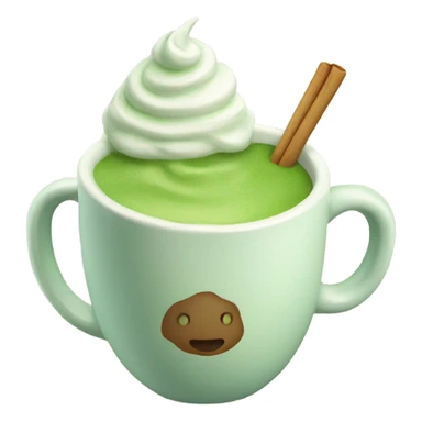 Realistic Matcha latte in pastel mug sticker