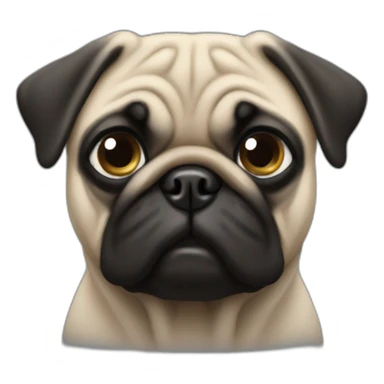 pug wearing a black t-shirt sticker