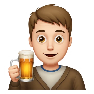 whacky man holding a beer, extremely silly facial expression, cross eyed sticker