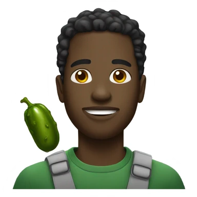 Black Guy wearing a pickle sticker