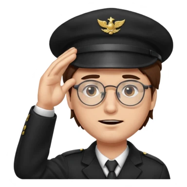 Brown hair man black hat glasses Salute with tear coming out eye sticker