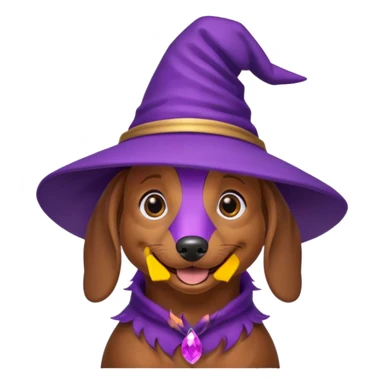 Dachshund dog wear purple wicth hat sticker