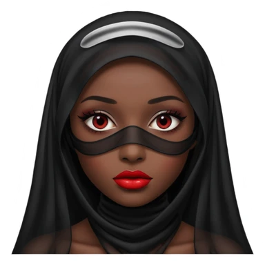 Face hidden under sheer black veil, lips and eyes barely visible sticker