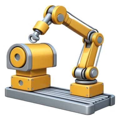 robot arm which is picking block on conveyor belt sticker