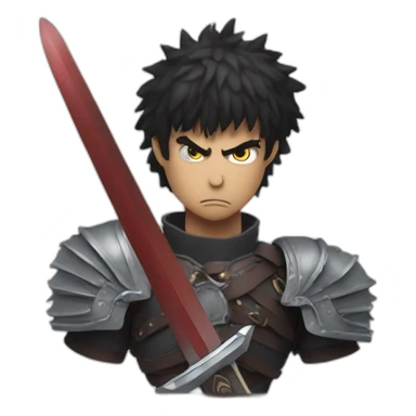 angry berserk guts carrying a huge sword on his shoulder framed on his bust sticker