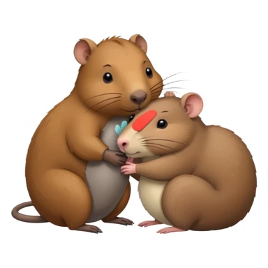 capybara and a mouse cudding with each other sticker