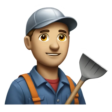 realistic Soviet worker with a shovel sticker