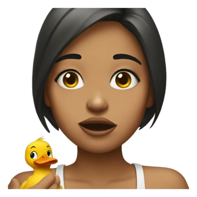 Girl crying and making peace sign with hand, making a duck face sticker