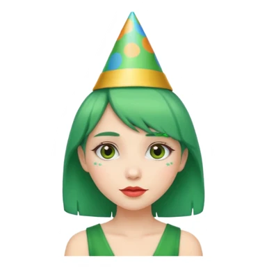 party hatted green haired girl sticker