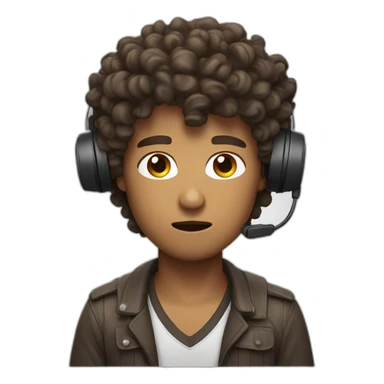angry curly brown short hair guy with a headset with Symbols on Mouth sticker
