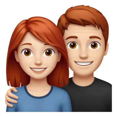 Red haired girl with white guy dark brown hair  romance sticker