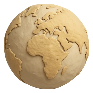 claymation style beige world globe with soft textures sticker