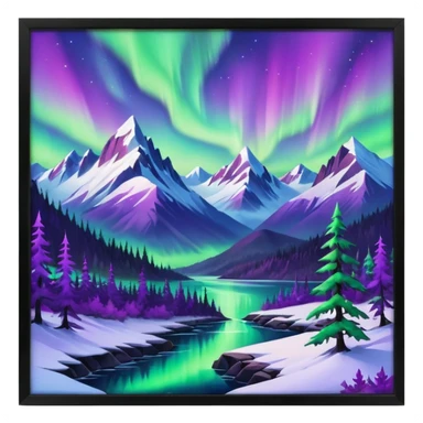 Alaska taiga: snowy forests, mountains & Northern lights sticker