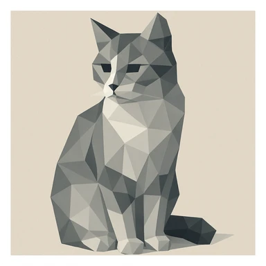 a cat, polygonal low-poly style illustration sticker