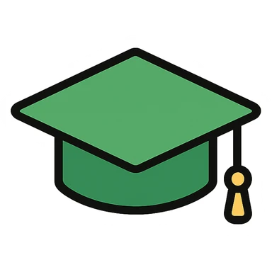 green graduation hat, flat design sticker