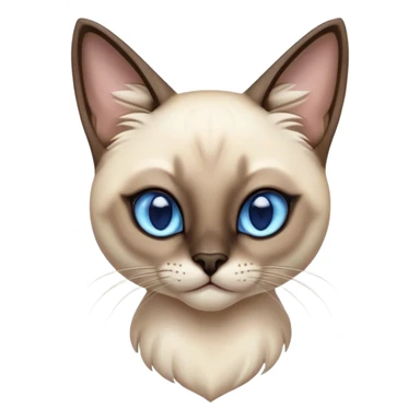 Cinematic Noble Siamese Cat Portrait Emoji, Poised and regal, with sleek cream-colored fur and striking dark points on the ears, face, paws, and tail, piercing sapphire-blue eyes, Simplified yet sharp and sophisticated features, highly detailed, glowing with a soft, dignified glow, high shine, intelligent and graceful, stylized with an air of elegance, focused and attentive, soft glowing outline, capturing the essence of a watchful and refined feline, so majestic it feels as though it could glide across the screen with effortless confidence! sticker