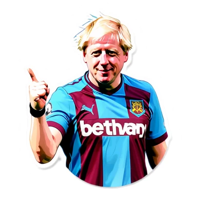 Boris Johnson in a West Ham top  sticker