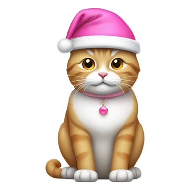 Cat wearing pink Santa hat sticker