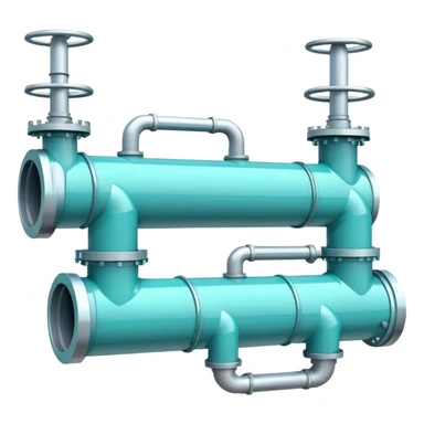 Gas pipeline in cool tones with sky blue, teal green, white, and light gray sticker