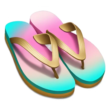 Realistic teal pink and gold ombre flip flop. sticker