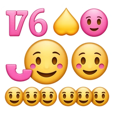The emoji should be as letters of 7687 and the color of the font should be animated of pink and gold moving. sticker